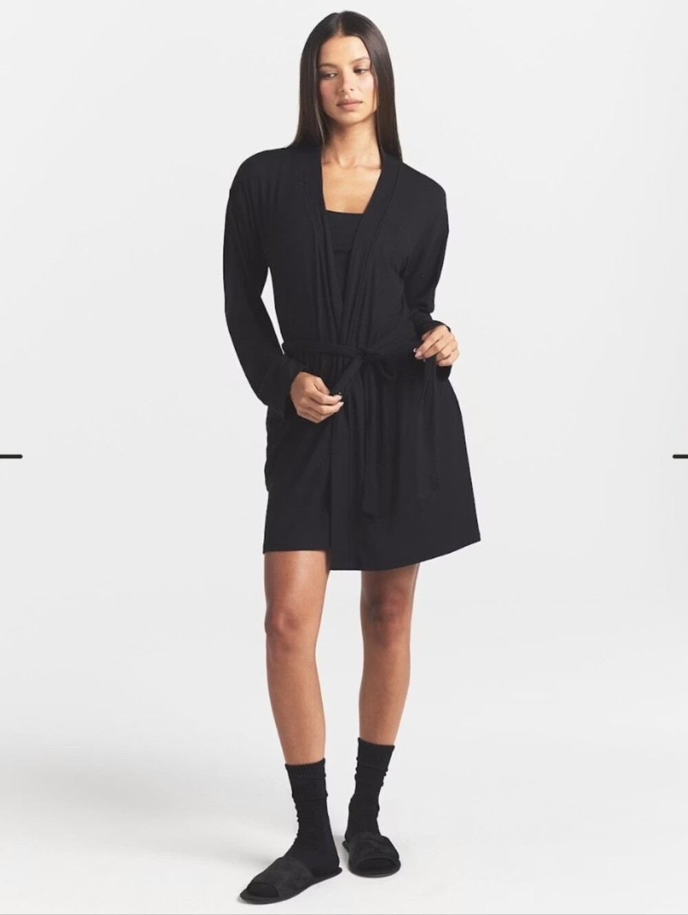 Skims Soft Lounge Robe in onyx. Size Medium.